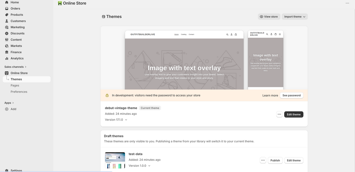 Open Online Store → Themes